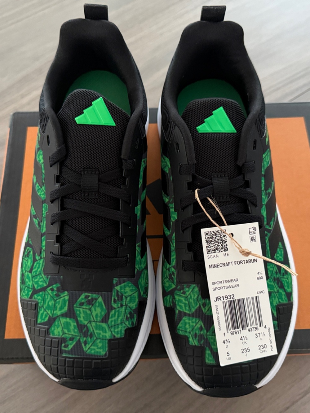 adidas Kids Black and Green Minecraft Sneakers